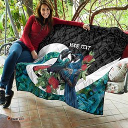 Personalised Valentine's Day New Zealand Quilt Tui Bird Couple Kowhaiwhai Mix Pohutukawa LT14