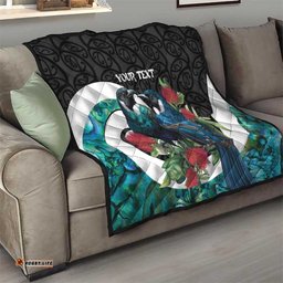 Personalised Valentine's Day New Zealand Quilt Tui Bird Couple Kowhaiwhai Mix Pohutukawa LT14