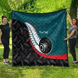 Personalised Aotearoa Lawn Bowls Quilt Maori and Silver Fern Sporty Style Teal Color LT03