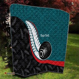 Personalised Aotearoa Lawn Bowls Quilt Maori and Silver Fern Sporty Style Teal Color LT03