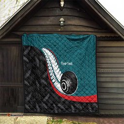 Personalised Aotearoa Lawn Bowls Quilt Maori and Silver Fern Sporty Style Teal Color LT03