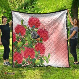 New Zealand Fantail Quilt Maori Koru With Pohutukawa Flowers LT05