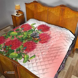 New Zealand Fantail Quilt Maori Koru With Pohutukawa Flowers LT05