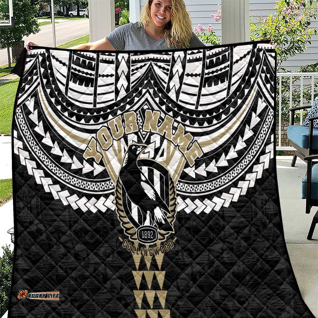 Personalized Collingwood Magpies Quilt Polynesian Tribal Pattern Heritage Football TS04