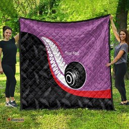 Personalised Aotearoa Lawn Bowls Quilt Maori and Silver Fern Sporty Style Pink Color LT03