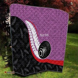 Personalised Aotearoa Lawn Bowls Quilt Maori and Silver Fern Sporty Style Pink Color LT03