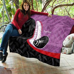 Personalised Aotearoa Lawn Bowls Quilt Maori and Silver Fern Sporty Style Pink Color LT03