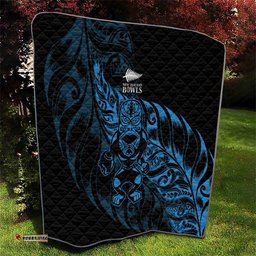 New Zealand Lawn Bowls Quilt Blue Maori Warrior Tribal Silver Fern LT9