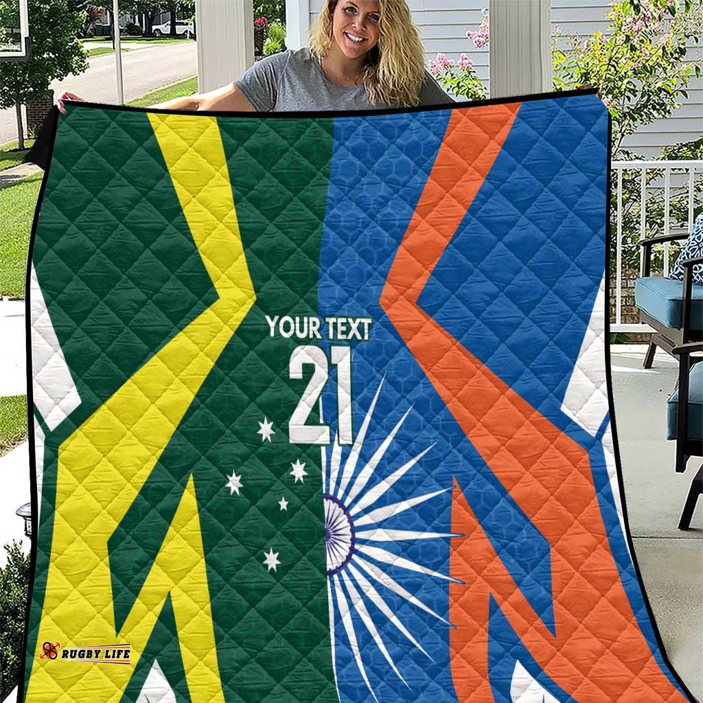 India vs Australia Custom Quilt Blue vs Gold Cricket Heritage LT9