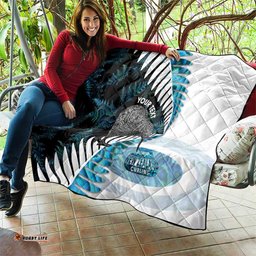 New Zealand Silver Fern Curling Personalised Quilt Aotearoa Kiwi Ponga Paua Shell Version LT14