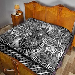 New Zealand Taiaha Maori Quilt Kiwikiwi Minimalist Silver Fern Tukutuku Motif LT9