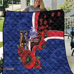 North Kangaroos ANZAC Personalised Quilt Lest We Forget Poppy Camo LT9