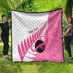 New Zealand Lawn Bowls Breast Cancer Custom Quilt Aotearoa Maori Silver Fern Pink Ribbon LT14