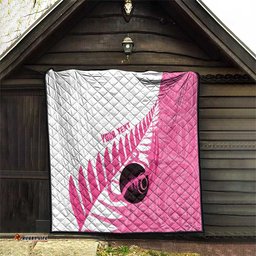 New Zealand Lawn Bowls Breast Cancer Custom Quilt Aotearoa Maori Silver Fern Pink Ribbon LT14