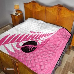 New Zealand Lawn Bowls Breast Cancer Custom Quilt Aotearoa Maori Silver Fern Pink Ribbon LT14
