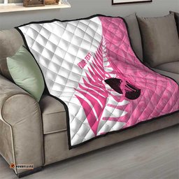 New Zealand Lawn Bowls Breast Cancer Custom Quilt Aotearoa Maori Silver Fern Pink Ribbon LT14