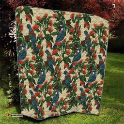 New Zealand Christmas Quilt Romantic Tui Birds on Pohutukawa - Ivory LT7
