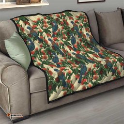 New Zealand Christmas Quilt Romantic Tui Birds on Pohutukawa - Ivory LT7