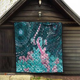 Hereditary Cancer Awareness Quilt Hope Ribbon With Aussie Teal Duncan Coral DT05