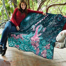 Hereditary Cancer Awareness Quilt Hope Ribbon With Aussie Teal Duncan Coral DT05