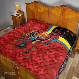 Gold Suns ANZAC Personalised Quilt Lest We Forget Poppy Camo LT9