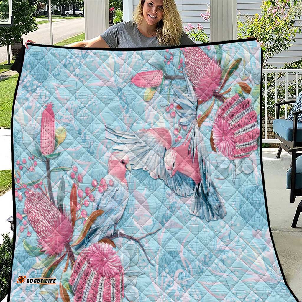 Galah Birds Australia Baby Blue & Pink Quilt LT7