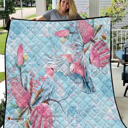 Galah Birds Australia Baby Blue & Pink Quilt LT7