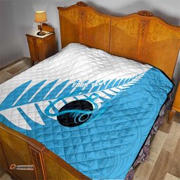 New Zealand Lawn Bowls Prostate Cancer Custom Quilt Aotearoa Maori Silver Fern Blue Ribbon LT14