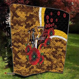 Hawthorn Hawks ANZAC Personalised Quilt Lest We Forget Poppy Camo LT9