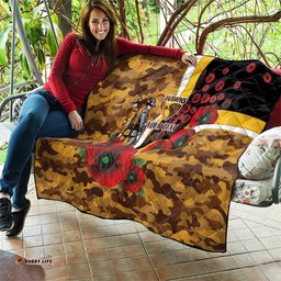 Hawthorn Hawks ANZAC Personalised Quilt Lest We Forget Poppy Camo LT9
