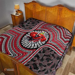 Essendon Football Club Quilt Indigenous Monochrome Dot Art Mascot Style TS04