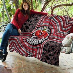 Essendon Football Club Quilt Indigenous Monochrome Dot Art Mascot Style TS04