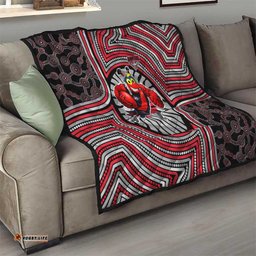 Essendon Football Club Quilt Indigenous Monochrome Dot Art Mascot Style TS04