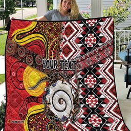 Personalised Aotearoa and Australia Together Quilt Koru and Kangaroo - Taniko with Aboriginal Motif LT03