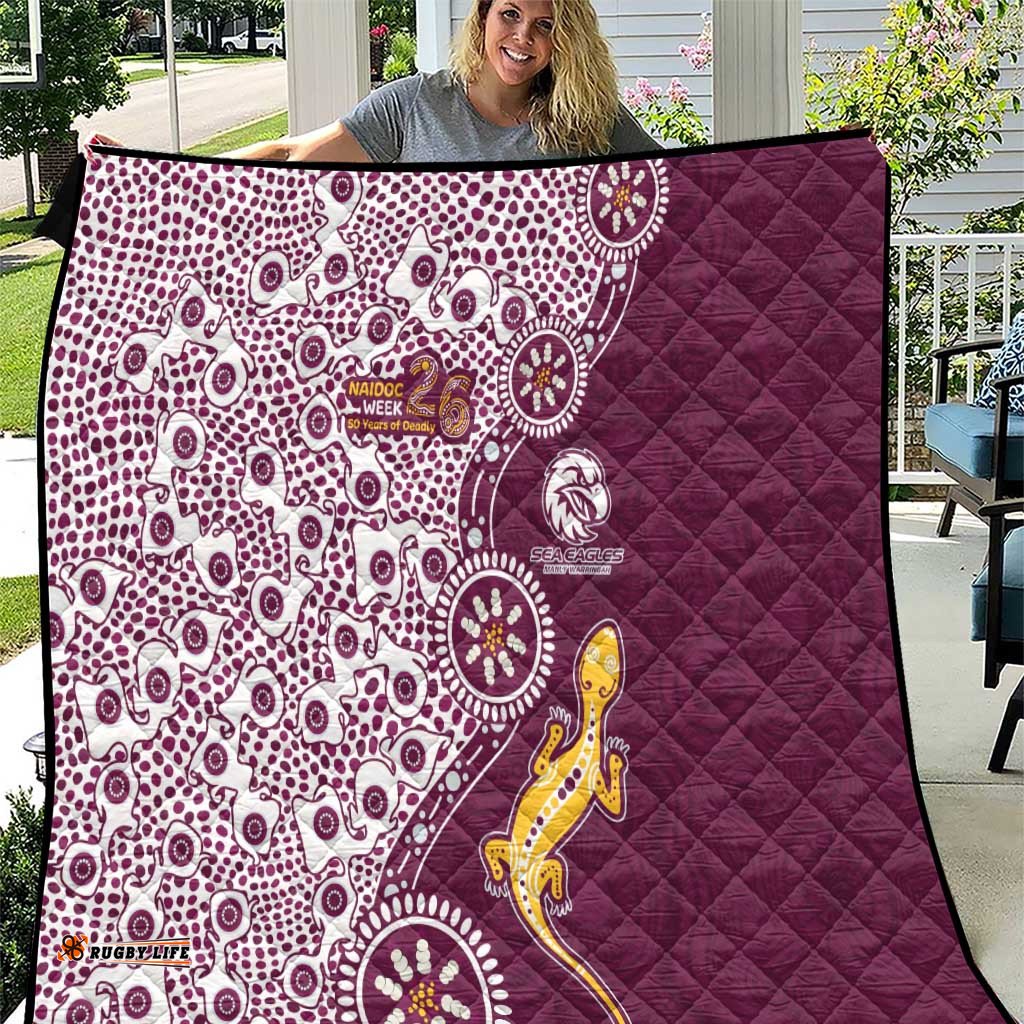 Manly Warringah Sea Eagles NAIDOC Week 2026 Quilt Aboriginal Lizard Dot Painting - 50 Years of Deadly TS04