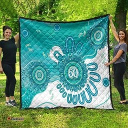 NAIDOC Week 2026 Quilt 50 Years Deadly Dhari Cyan Aboriginal Art LT14