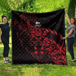 New Zealand Lawn Bowls Quilt Red Maori Warrior Tribal Silver Fern LT9