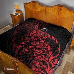 New Zealand Lawn Bowls Quilt Red Maori Warrior Tribal Silver Fern LT9
