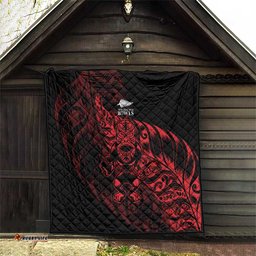 New Zealand Lawn Bowls Quilt Red Maori Warrior Tribal Silver Fern LT9
