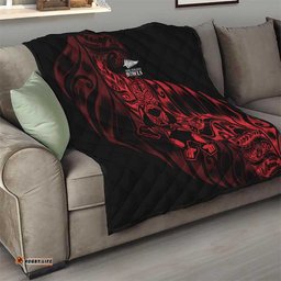 New Zealand Lawn Bowls Quilt Red Maori Warrior Tribal Silver Fern LT9