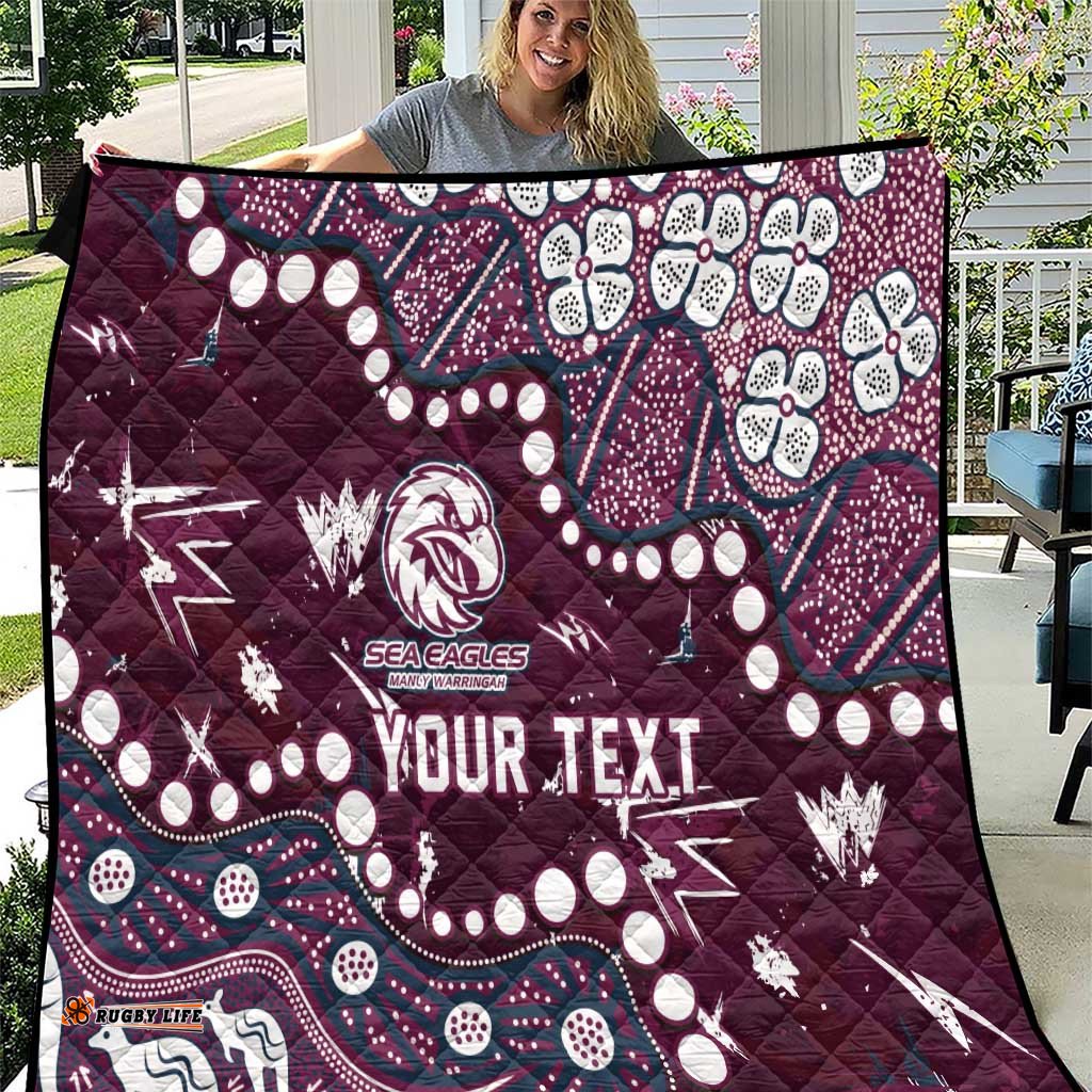 Personalized Manly Warringah Sea Eagles Quilt Aboriginal Pattern with Graffiti Style Design TS04