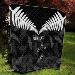 Custom New Zealand Silver Fern Football Quilt Go Aotearoa Grunge Black LT14