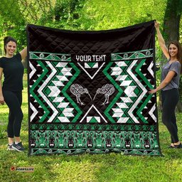 Personalised Taniko Motifs Aotearoa Quilt Waitangi Kowhaiwhai Kiwi - Green LT7