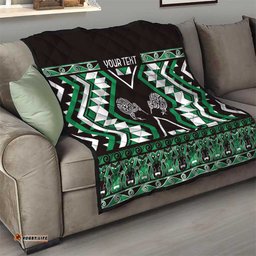 Personalised Taniko Motifs Aotearoa Quilt Waitangi Kowhaiwhai Kiwi - Green LT7