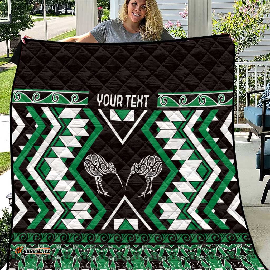 Personalised Taniko Motifs Aotearoa Quilt Waitangi Kowhaiwhai Kiwi - Green LT7