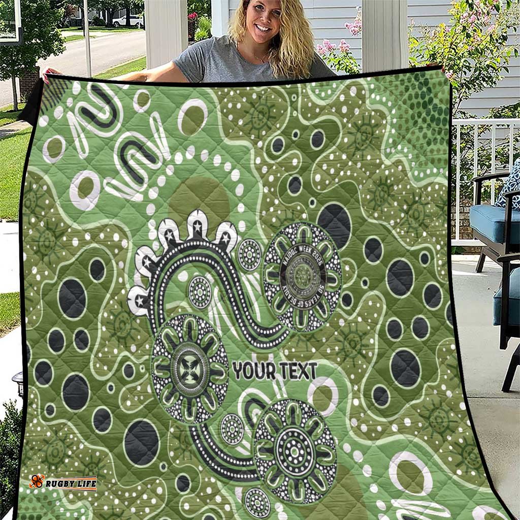 Personalised NAIDOC Week 50 Years Deadly Always Quilt Green Aboriginal Artwork Dot Painting LT9