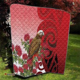 New Zealand Parrot Kaka Quilt Maori Koru With Pohutukawa Flowers LT05