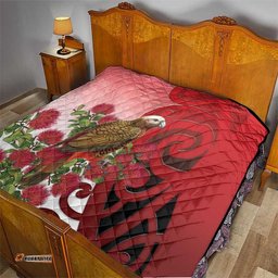 New Zealand Parrot Kaka Quilt Maori Koru With Pohutukawa Flowers LT05