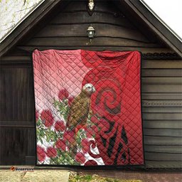New Zealand Parrot Kaka Quilt Maori Koru With Pohutukawa Flowers LT05