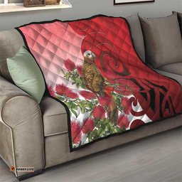 New Zealand Parrot Kaka Quilt Maori Koru With Pohutukawa Flowers LT05